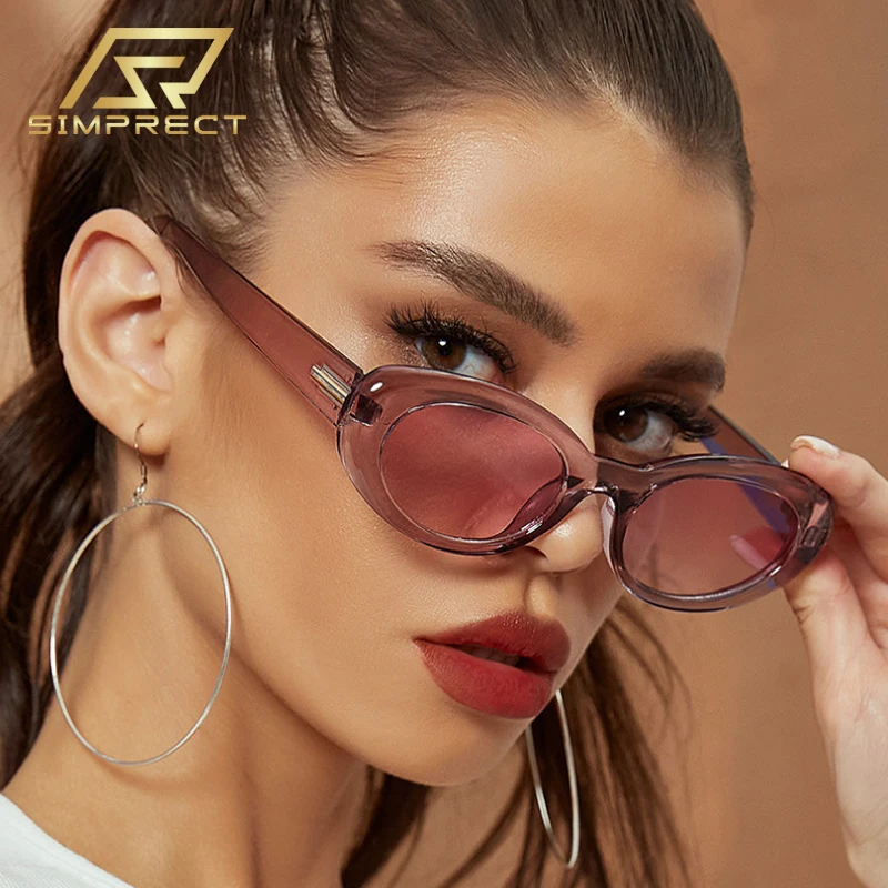 

SIMPRECT Small Oval Cat Eye Sunglasses Women 2023 Luxury Brand Designer Sun Glasses Fashion Week Vintage Retro Shades For Women