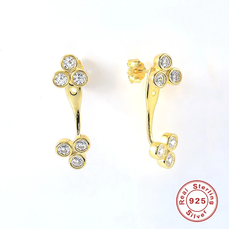 Женские серьги-гвоздики из серебра 925 пробы с фианитами