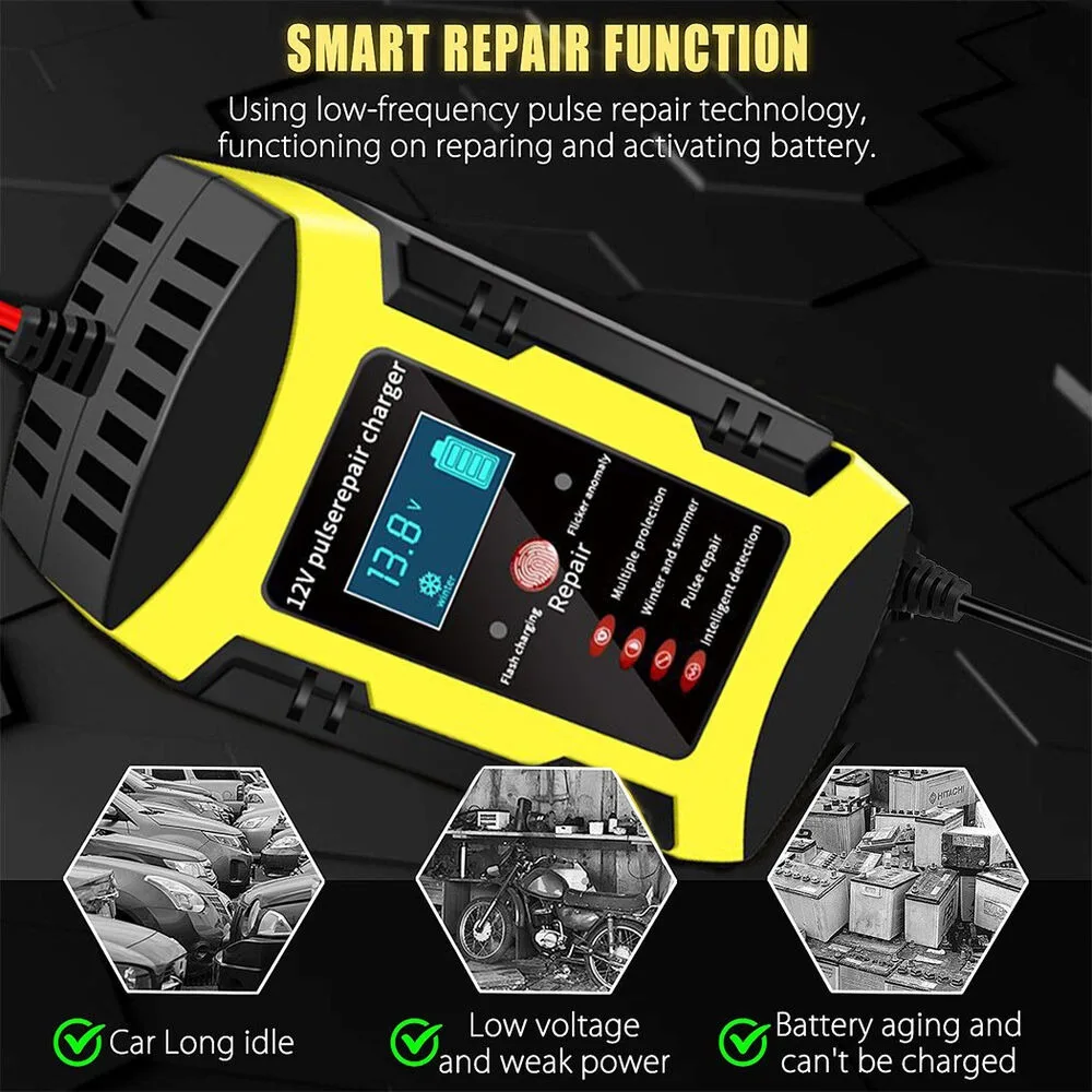 

Зарядное устройство Power Puls для ремонта, полностью автоматическое зарядное устройство для аккумуляторов 12 В P3, автомобильное зарядное устро...