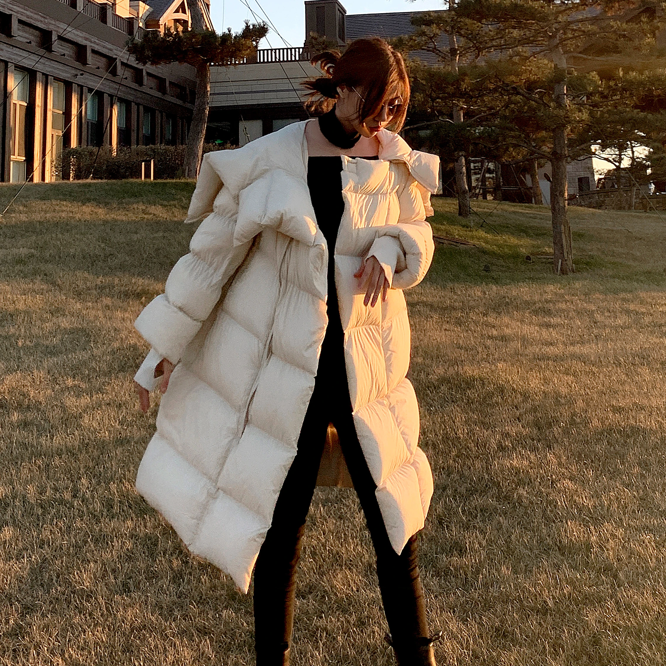 

2022 Women Winter Fashion Long Thicken Warm Coats Female White Duck Down Jackets Ladies New Loose Casual Down Outerwear K10
