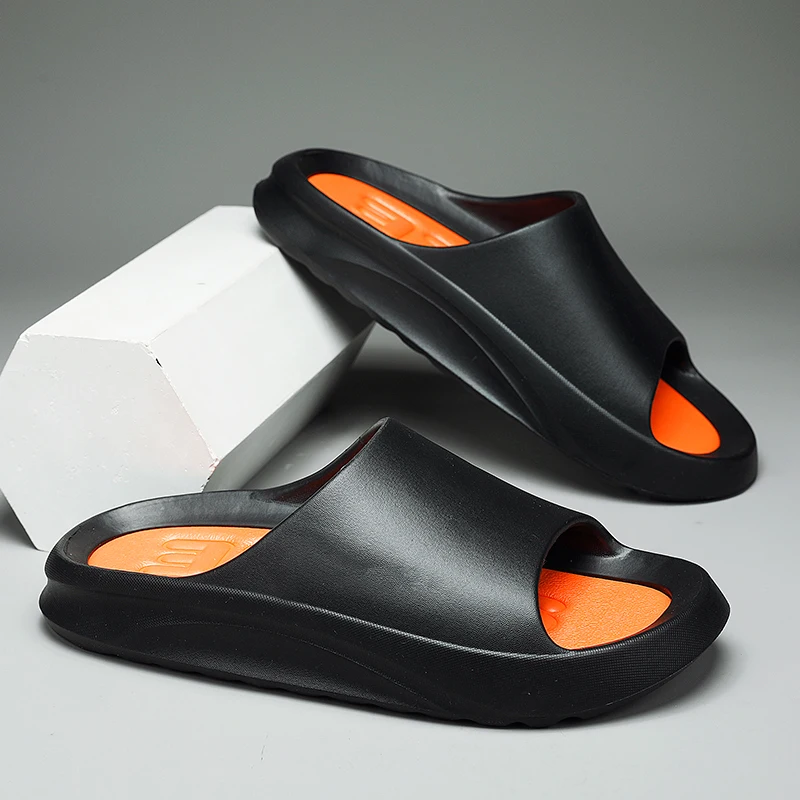 2022 New Slippers Flip Flops Solid Sandals Men Fashion Outside Thick Non-slip Sole Bathroom Home Thicker Comfortable  Slipper