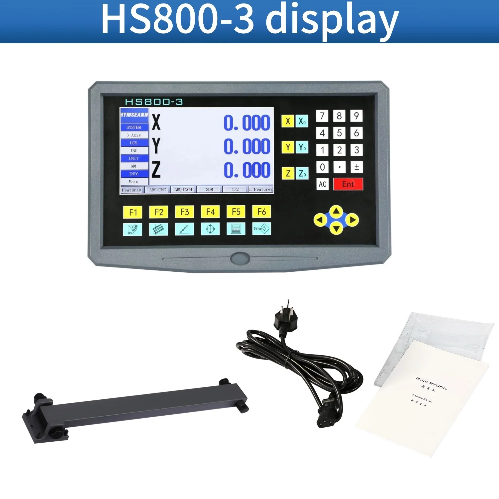 Фото HS800-3 3-осевой ЖК-дисплей DRO с цифровым считыванием и 3 шт. оптические линейные стеклянные шкала кодировщика линейки для токарного станка-фрезерного станка №2