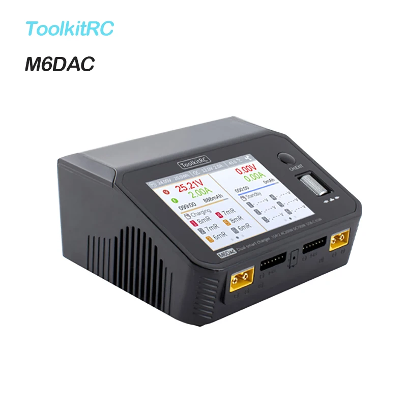 ToolkitRC M6DAC Двухканальное зарядное устройство Lipo 350WX2 15A 200 Вт Зарядное устройство для быстрой зарядки аккумулятора PD65W 1-6S LiHV