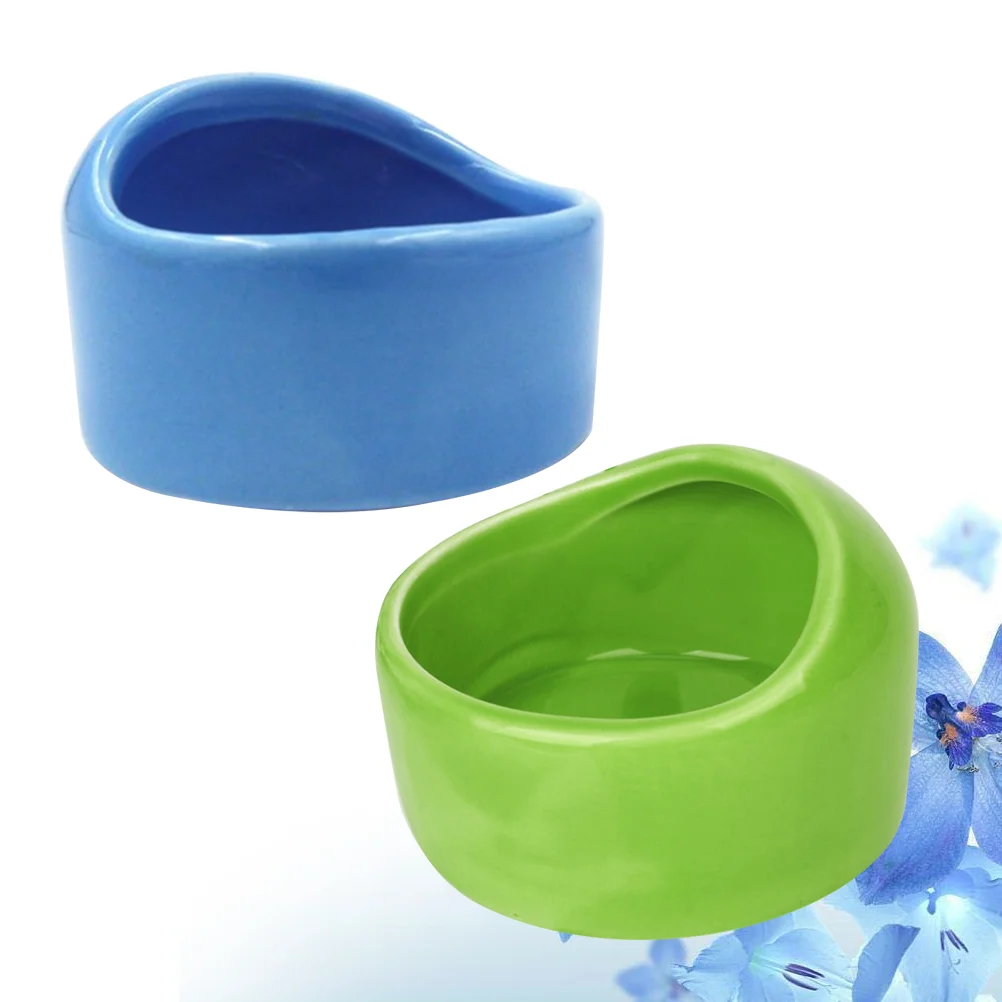 

2 Pcs Ceramic Pet Bowl Small Ceramic Bowl Anti-tilt Bowl Hamster Bowl Chewing Resistant Bowl