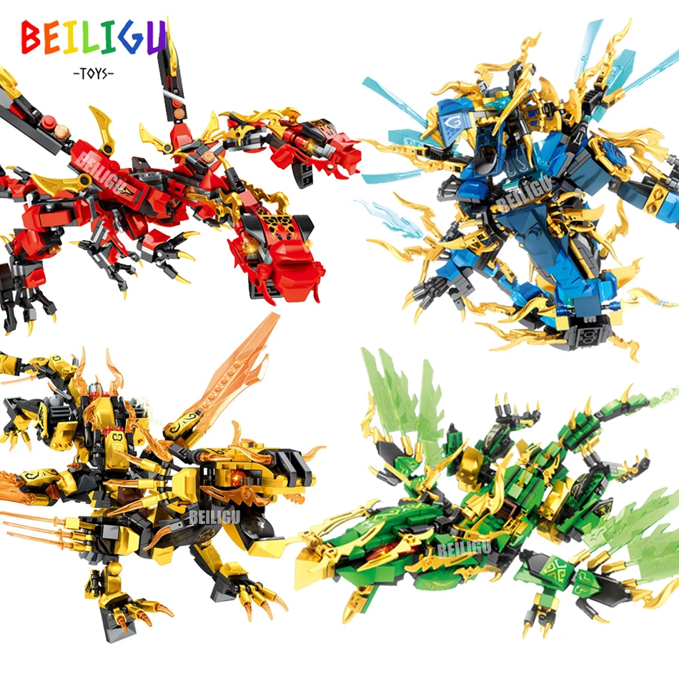 

City Ninja Flying Dragon Building Blocks Knight Fight Action Figures Ninjaed Bricks Educational Movie Toys for Children Boy Gift