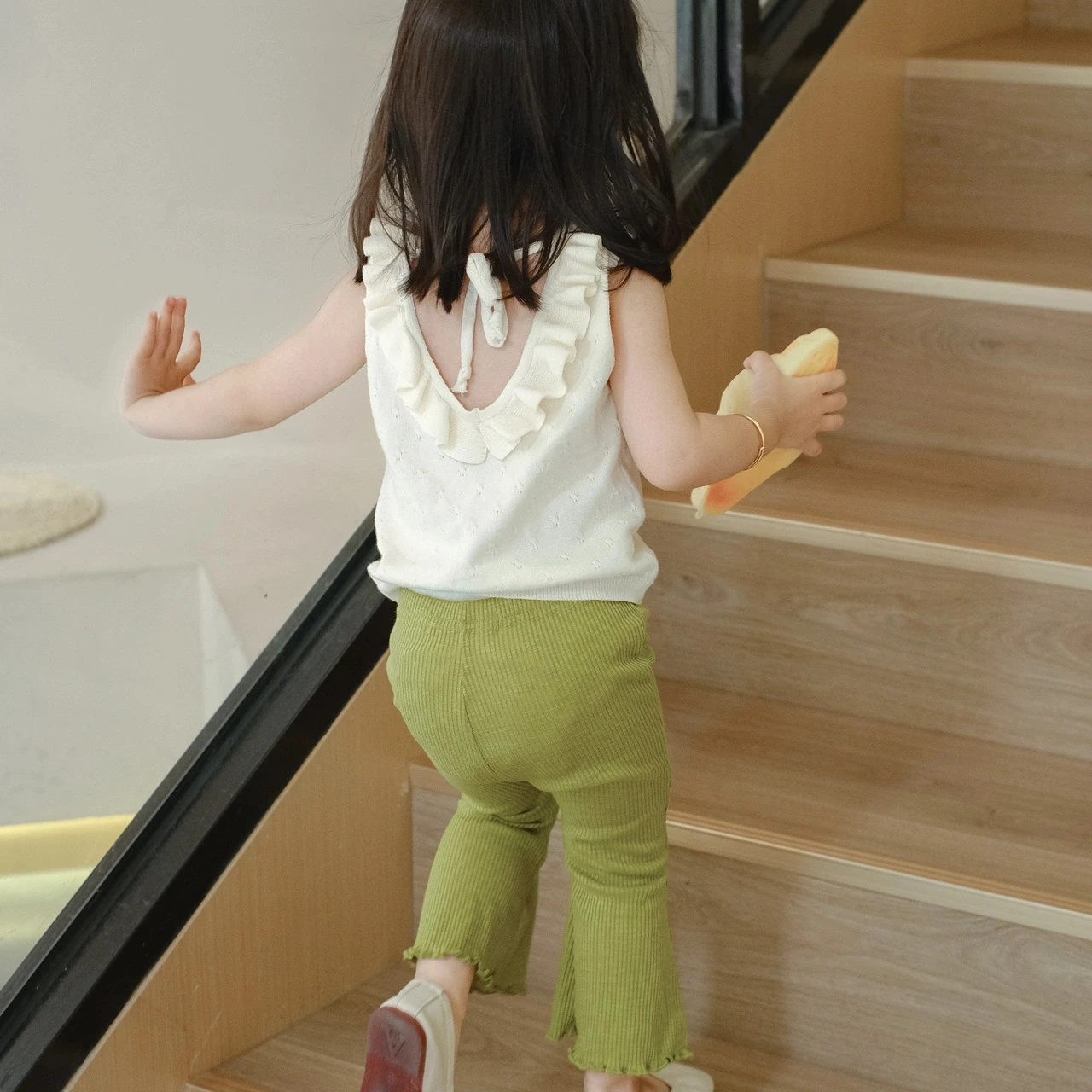 

Korean New Summer Bell-bottoms Girl Flared Knitted Jacquard Vest Pants 2023 Ruffled Or Vest Fashion Clothes Knitted