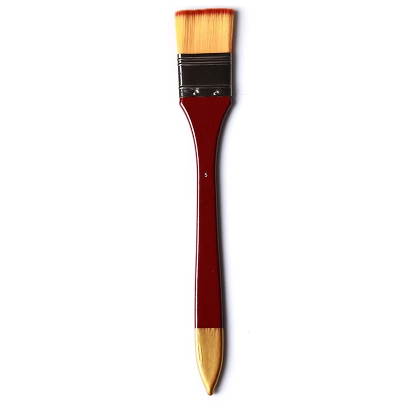 

K92C Portable Nylon Paint Brush Wooden Handle Artist Paint Brush 5 Types for Beginner Kid Artist Oil Acrylic Painting Drawing