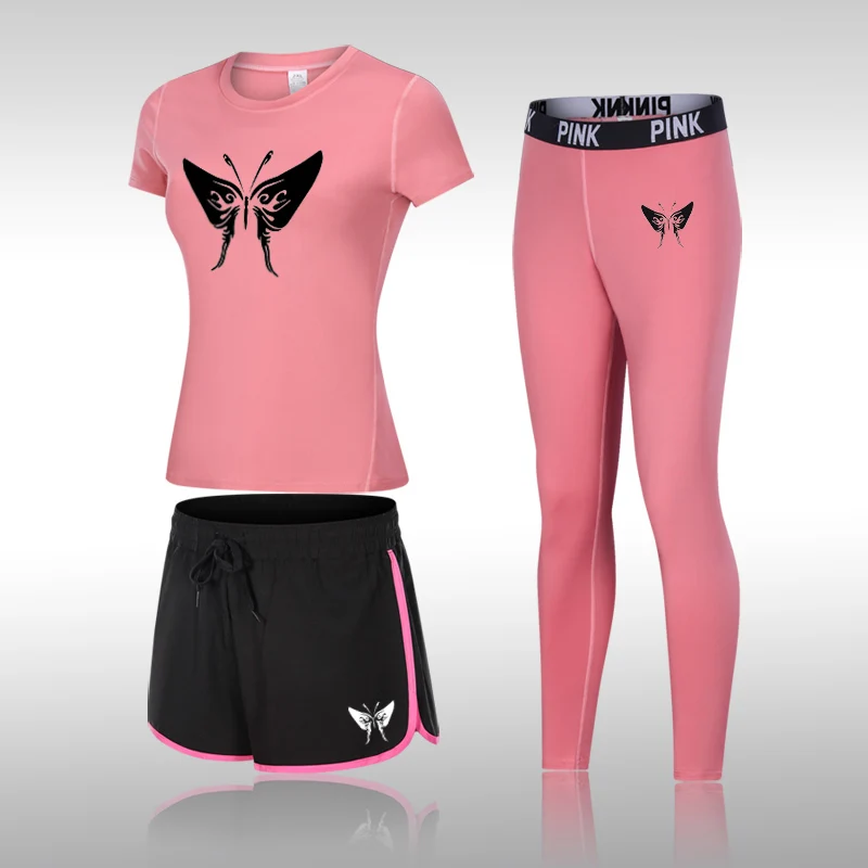 

Compression Yoga Top For Women Quick Dry Sport Shirt Women Fitness Gym Top Fitness Shirt Yoga Running T-shirts 3 Piece Set Sport