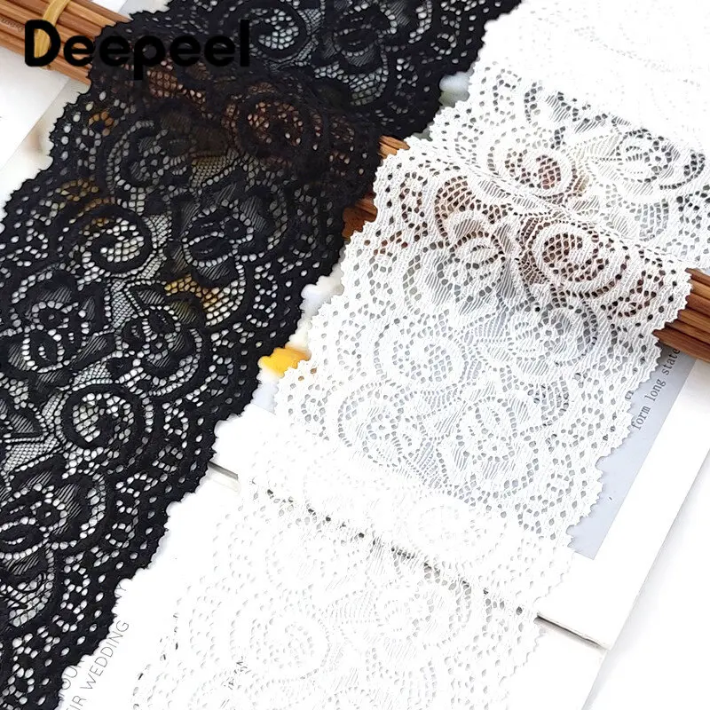 

2/4Yards 10cm Embroidery Lace Trim Black White Ribbon Tape Sewing Decorative Fabric Clothes Wedding Dress Material Accessories
