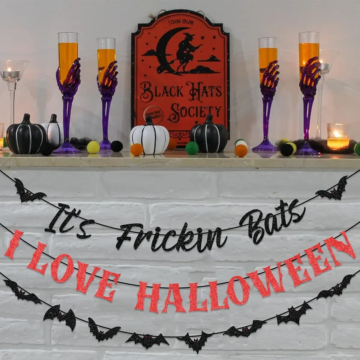 Сюрприз это фрициновые летучие мыши I LOVE Хэллоуин баннер украшение на Страшные