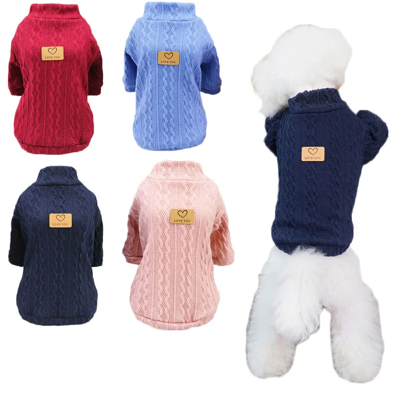 

Navy Dog Clothes Autumn Winter Knitted Dog Hoodies Sweater For Small Medium Dogs Yorkshire Terrier Pet Clothing Puppy Cat Jumper