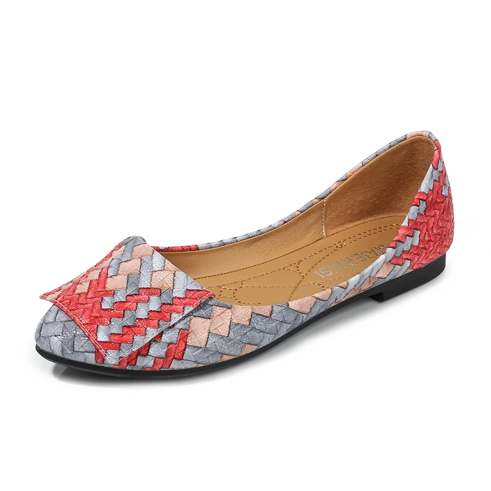 

Women Girl Flats Mixed Colors Casual Shoes Female Pretty Comfortable Slip On Flat Shoes Plus Size 36-46