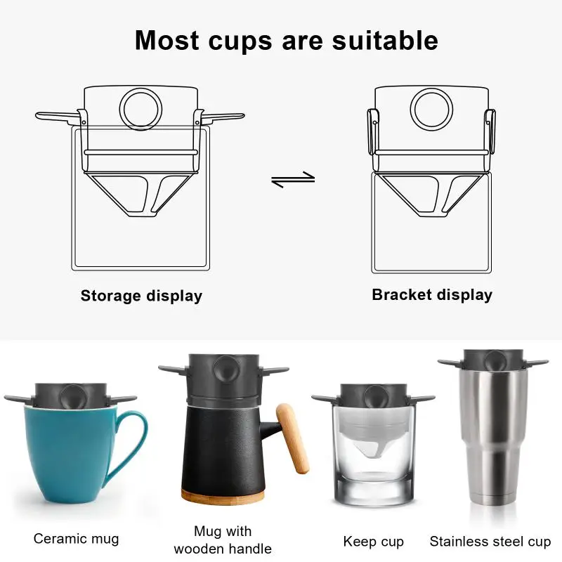 

2/4/5PCS Cafe Infuser Dripper Paperless Pour Cup Portable Coffee Dripper Foldable Drip Coffee Tea Holder Reusable Coffee Filter