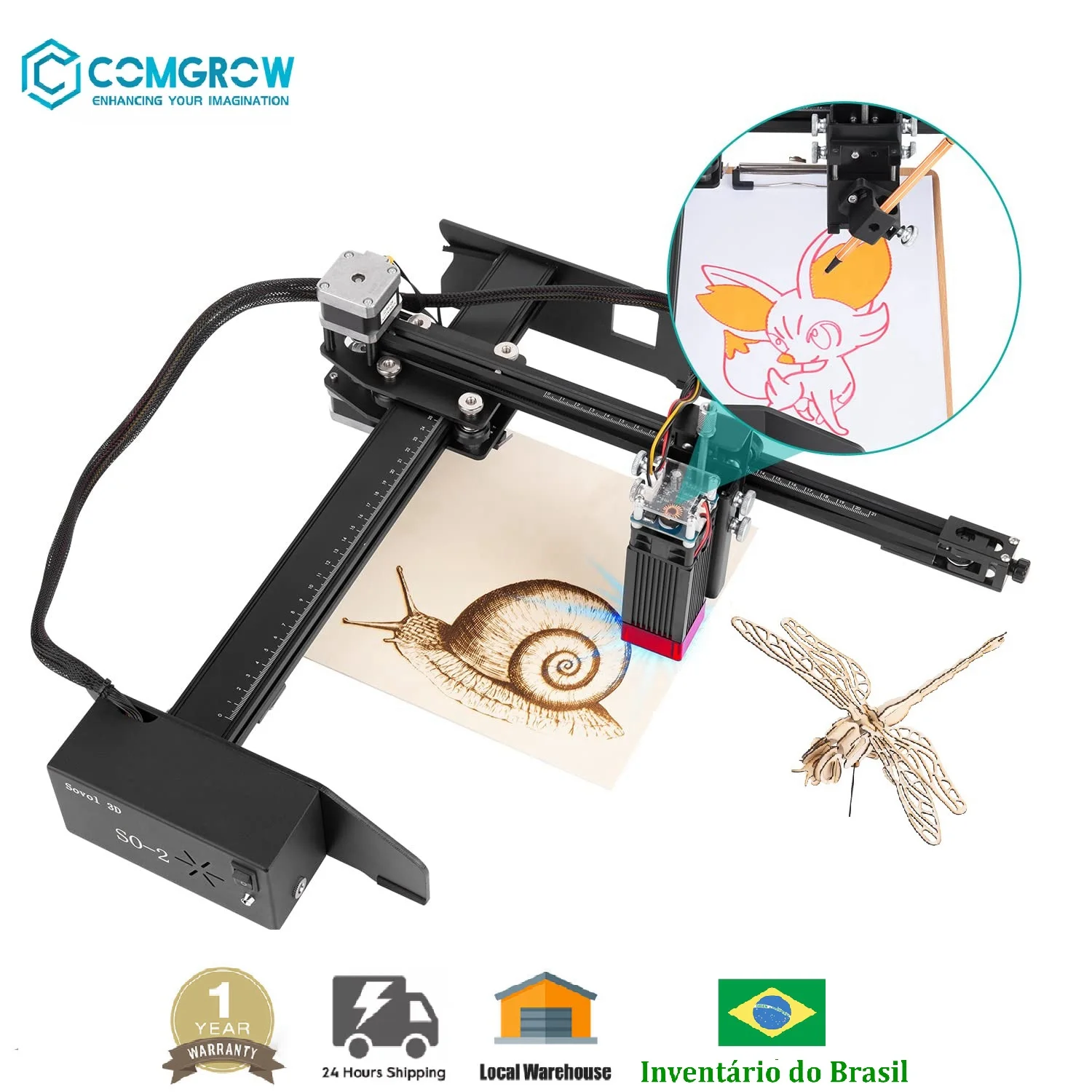 

Лазерный гравер COMGROW от SOVOL SO-2, лазерный резак с ЧПУ, деревообрабатывающий фрезерный станок для гравировки и резки, Высокоточный Ручной плот...