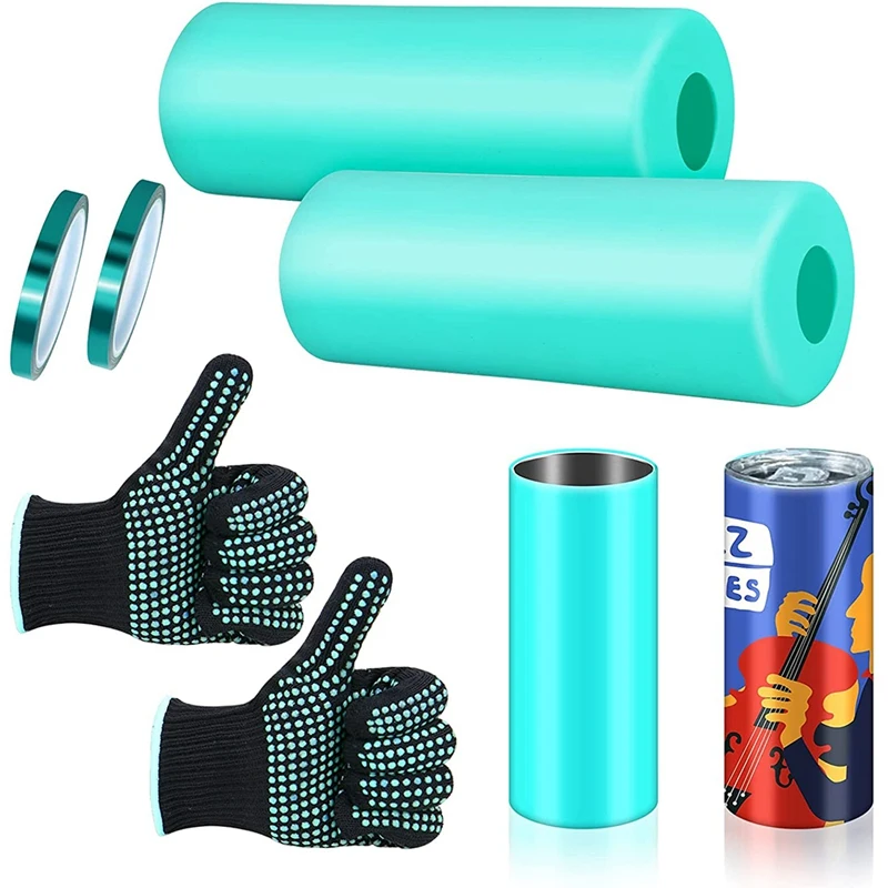 

Sublimation Tumbler Seamless Silicone Wrap X2 20Oz Silicone Band Sleeve For Skinny Straight Blanks Cup With Gloves,Tape