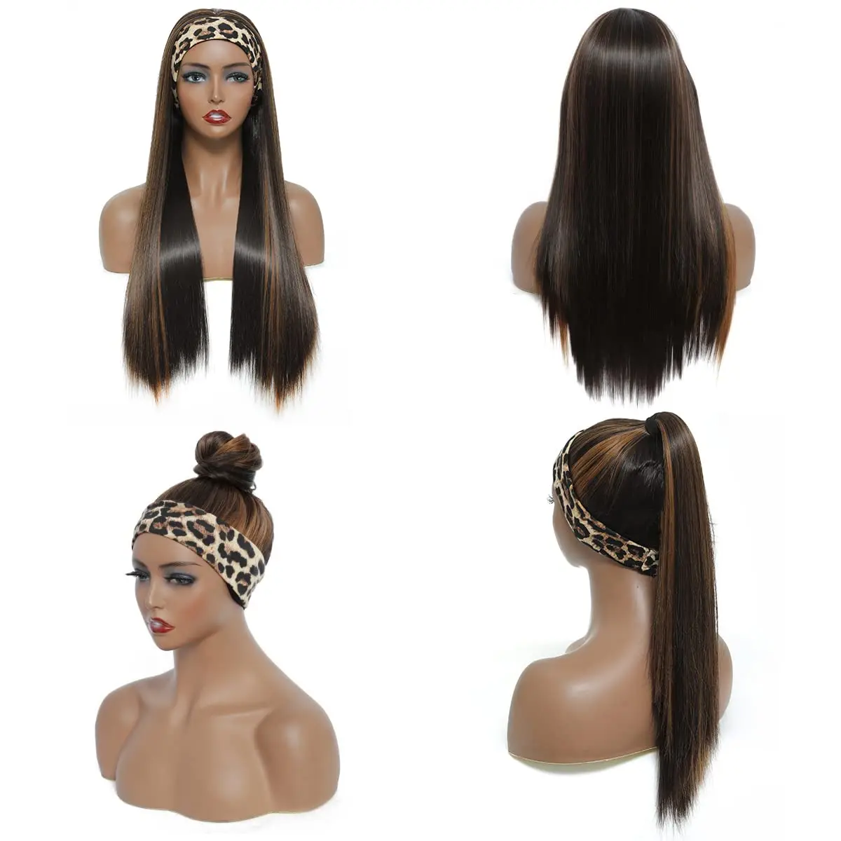 Мечтательный как коричневый цвет хайлайтера Шелковый прямой синтетический