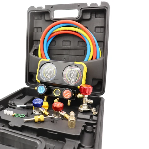 Автомобильный Кондиционер r134a семейный хладагент в комплекте с двойным манометром, запчасти для ремонта кондиционера
