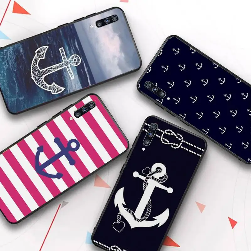 

FHNBLJ Stripes Anchor Boat Ship Wheel Phone Case for Redmi 8 9 9A for Samsung J5 J6 Note9 for Huawei NOVA3E Mate20lite cover