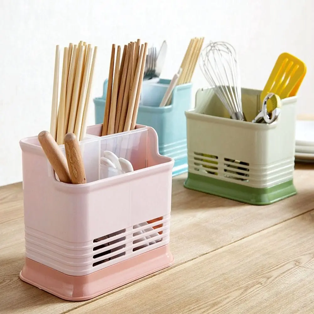 

Multifunctional Spoon Fork Knife Chopstick Drain Holder Plastic Double Layer Cutlery Shelf Kitchen Tableware Storage Rack