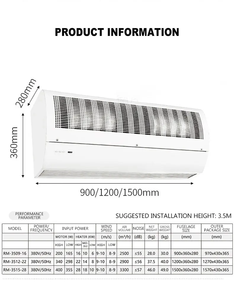 Промышленный коммерческий высокомощный электрический обогреватель и охлаждение типа Подогрев Тепловая воздушная завеса