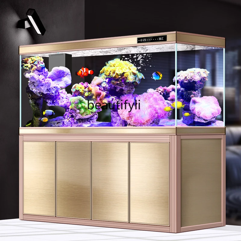 Аквариум из алюминиевого сплава с белым стеклом и экологическим нижним фильтром