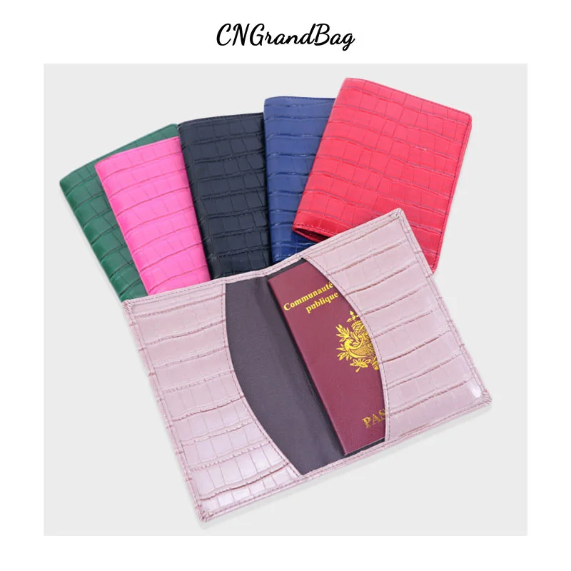 Free Custom Letters Embossed Crocodile Leather Passport Holder Cover Travel Passport Wallet