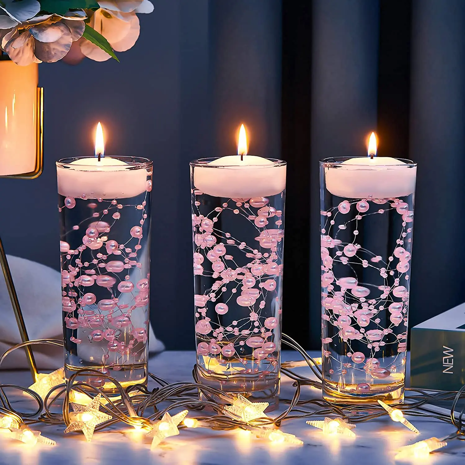 

Жемчужная Нить для свадьбы, плавающая жемчужная струна, Квадратные бусины из искусственного жемчуга, хлопковые линии, цепочка, вазы, наполн...