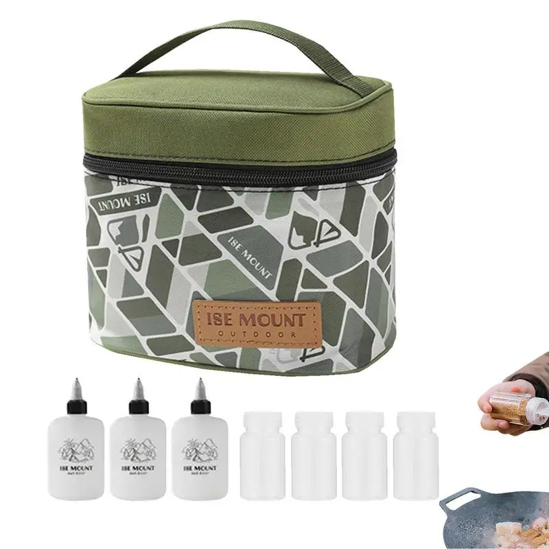 

8pcs Portable Pepper Spice Storage Jars Set For Outdoor Picnic Camping BBQ Oil Seasoning Containers Bottle Storage Bag