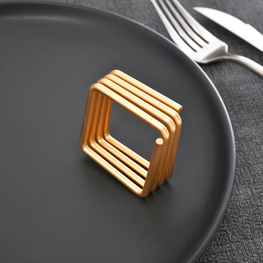 

100pcs/metal alloy square wire winding napkin ring table top decoration wedding festival western food etiquette decoration