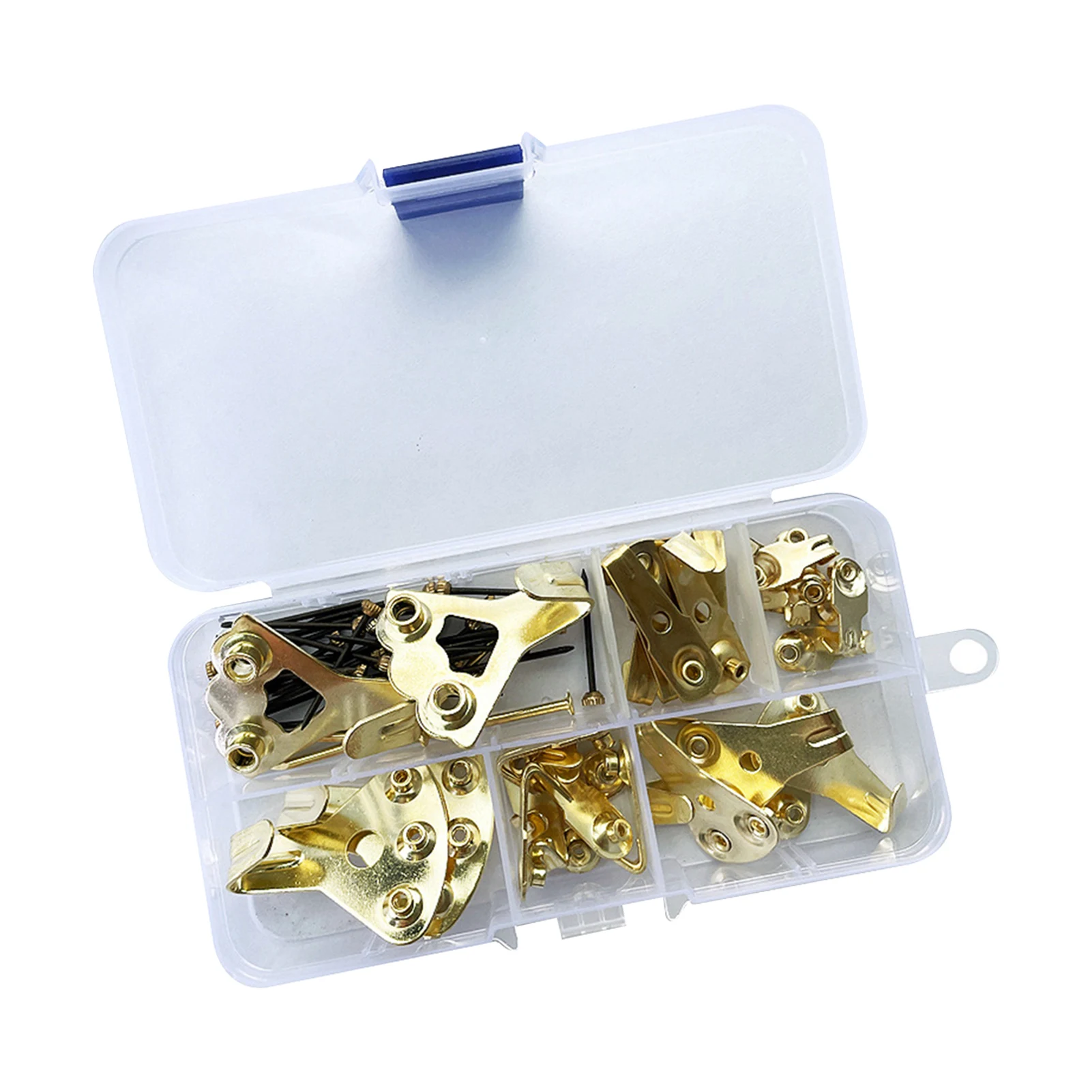 

64pcs/set Hanging Professional Picture Hook For Hard Wall Gold Photo Frame Drywall With Nails Living Room 10-100lbs Heavy Duty