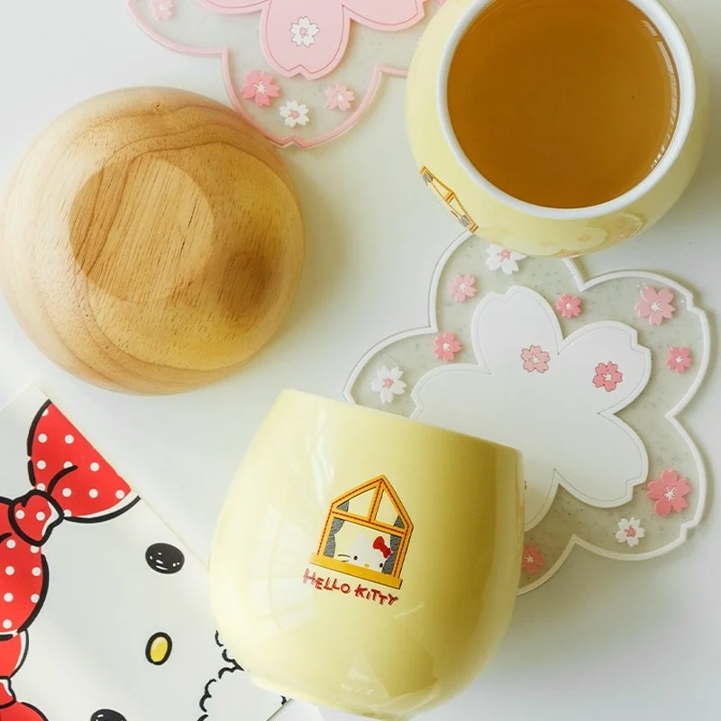 

KT PINK Kawaii Ceramic Mushroom Shaped Drinking Cup Anime Coffee Cup with Lid Cute Creative Home Drinking Cup Fun Life Kid Gift