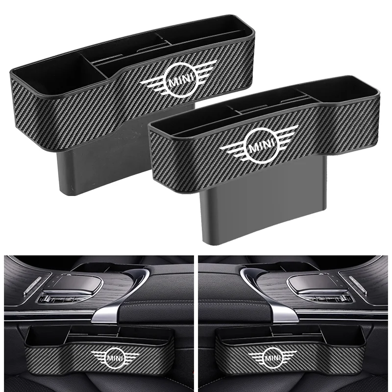 

Auto Logo Leather Car Seat Gap Storage Box Organizer Bag For MINI Cooper F55 F56 R60 One JCW Clubman Countryman Cabrio WORKS R59