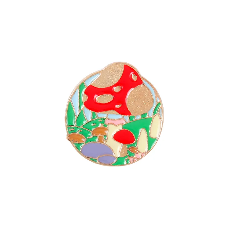 

Plant Mushroom Pins Accessories Clothing Backpack Alloy Brooch Enamel Lapel Pins Badge Wholesale