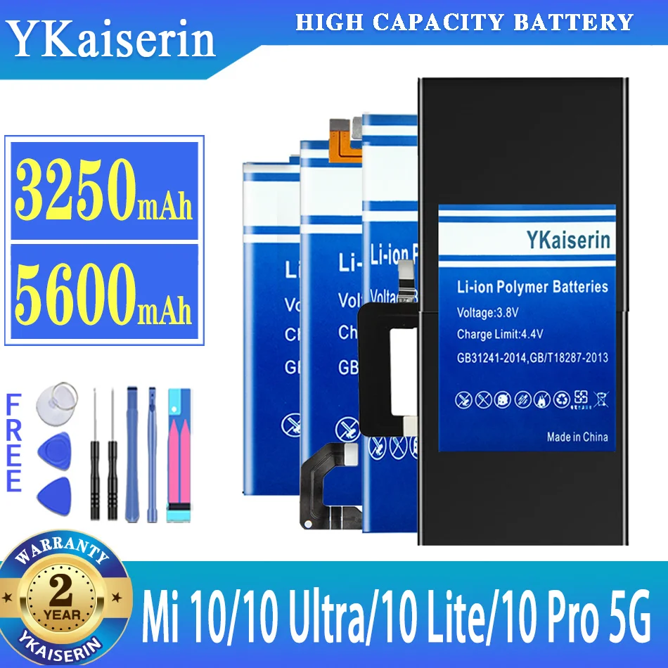 

YKaiserin Battery For Xiao mi Mi 10 Mi10 Ultra Pro Lite 10Ultra 10Lite 10Pro 5G For xiaomi10 Mobile Phone Batterij + Free Tools