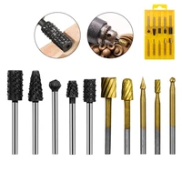 10 sets of high speed steel rotary files woodworking diy root carving electric grinding head carving milling cutter