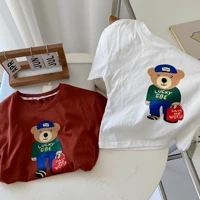 2022 summer new children t shirts kids boys fashion cartoon bear tees toddler cotton breathable tops