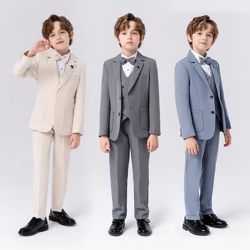 Фото Детский костюм Prince Kids: комплект из 5 предметов (куртка, жилет, брюки, галстук-бабочка, брошь) для праздников, выпускных и фотосессий №2