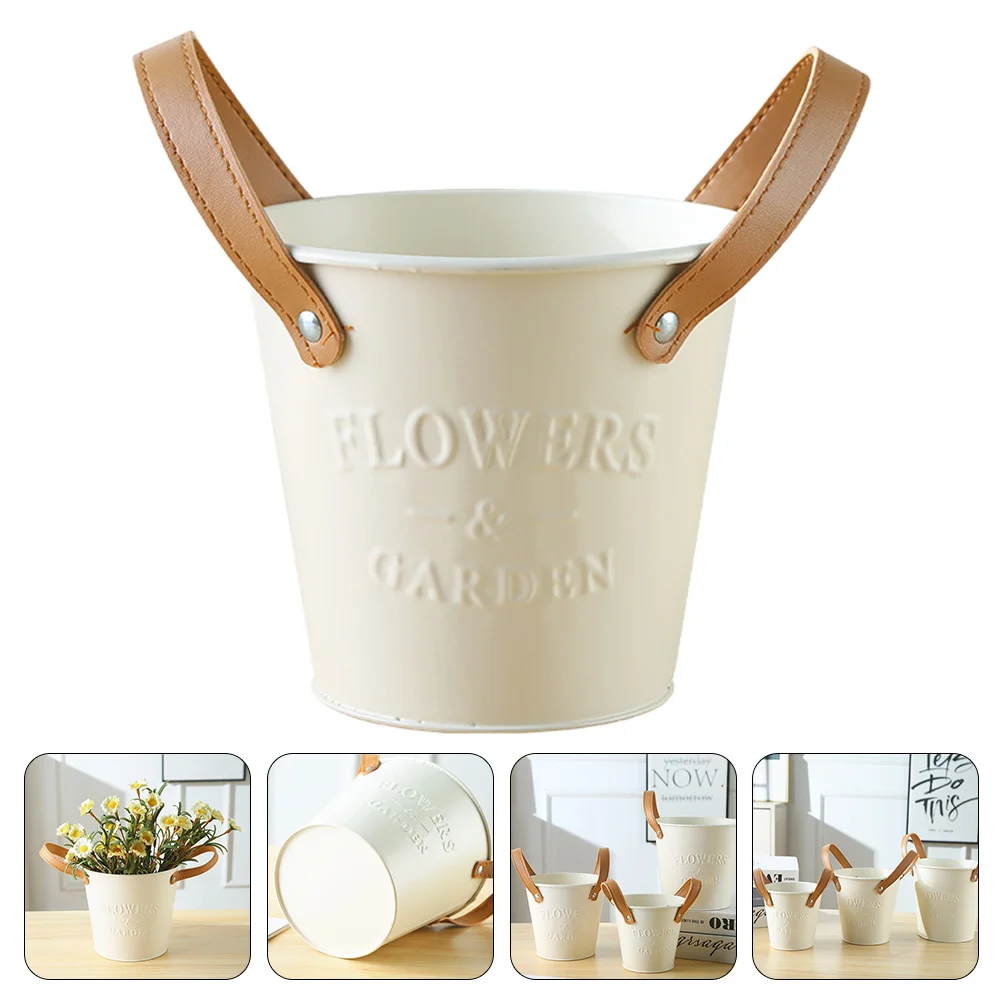 

Vase Metal Flower Can Farmhouse Buckets Trash Bucket Potjug Tin Holder Decorative French Pots Galvanized Shabby Chic Country