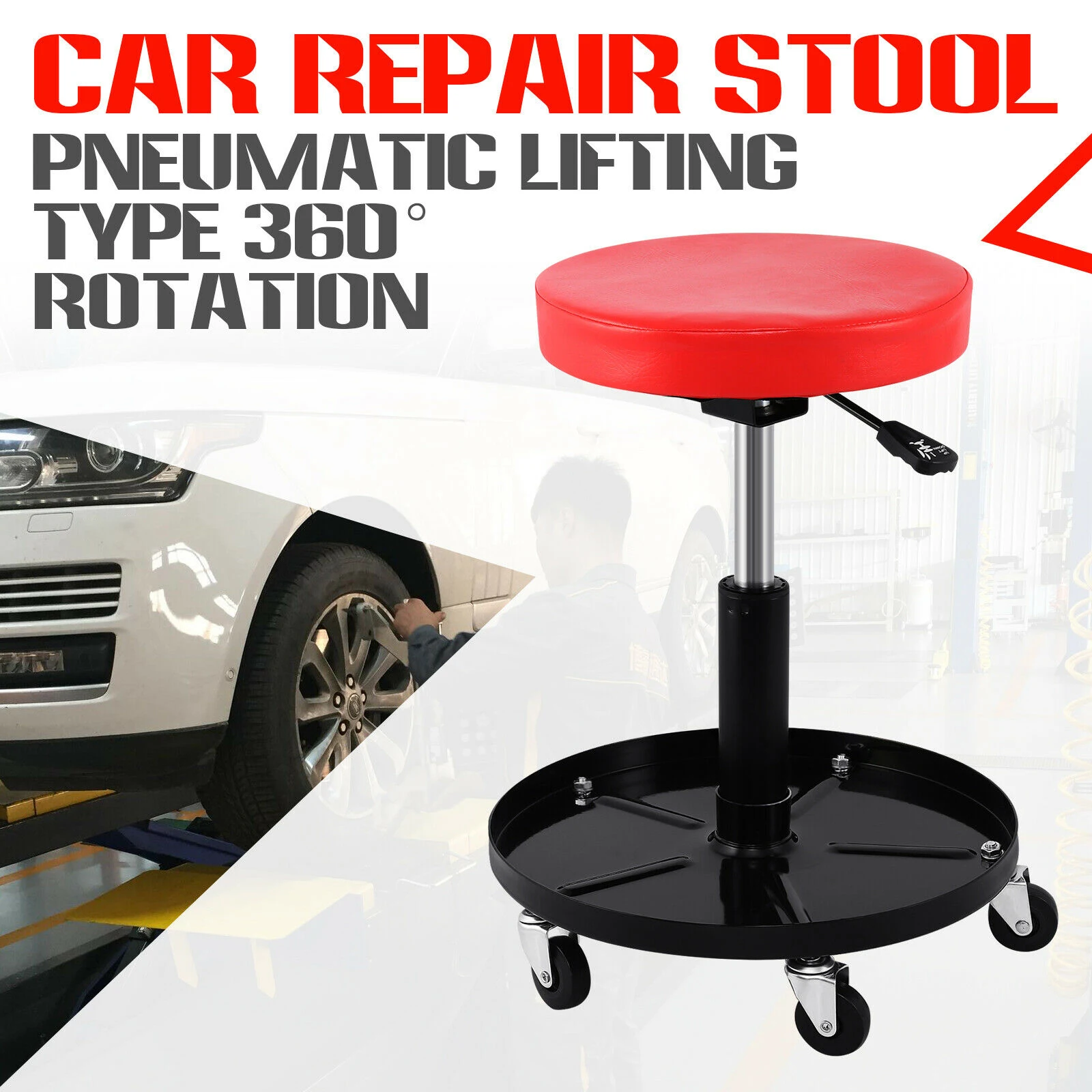 

Samger Workshop Chair Car Repair Adjustable Mechanics Seat Car Roller Seat Swivel Bench Rolling Round Workshop Lift Stool 136kg
