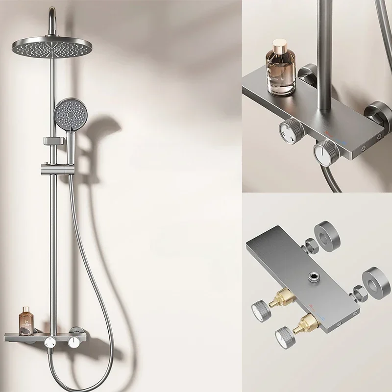 Трехфункциональный серый душевой набор для ванной комнаты космический