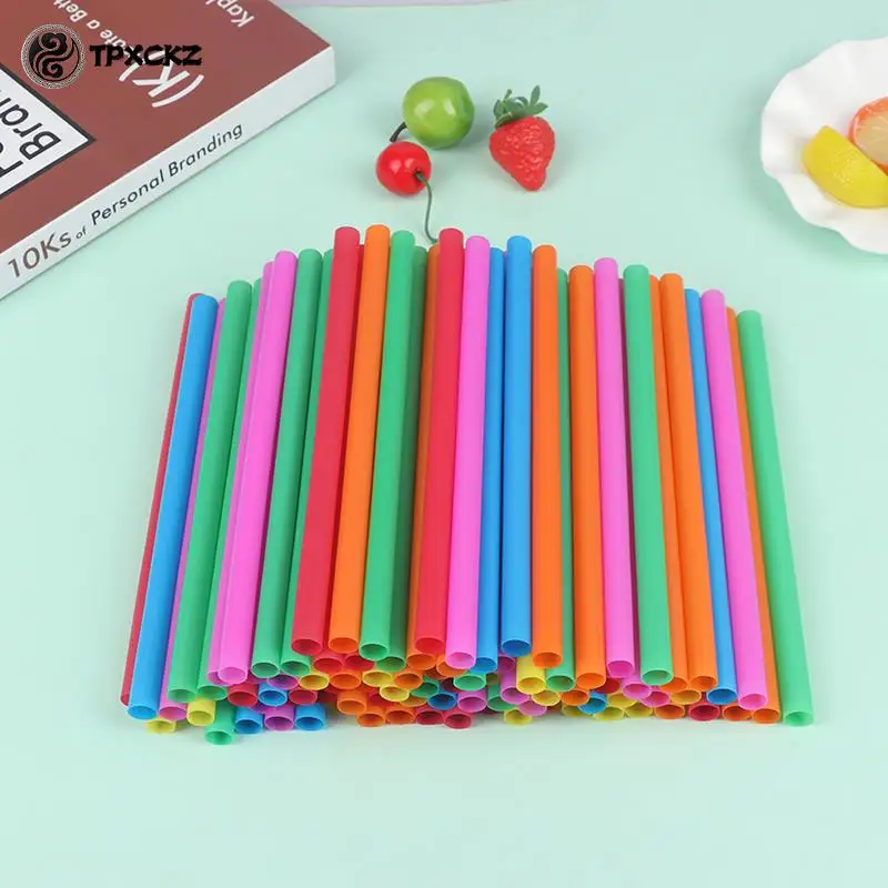

100Pcs Multicolor Disposable Pear Drinking Straws Juice Straight Drinks Straws
