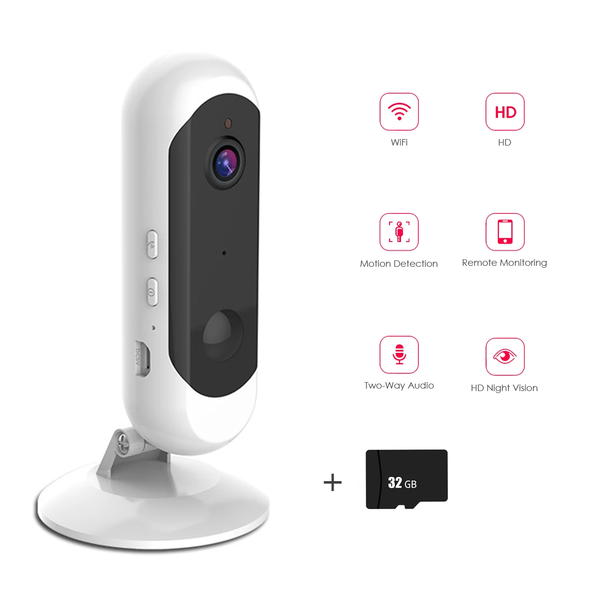 

360 Degree Rotatable Wireless WiFi Camera 1080P HD Home Surveillance Remote Monitoring Camera with 2 Way Audio Motion Detection
