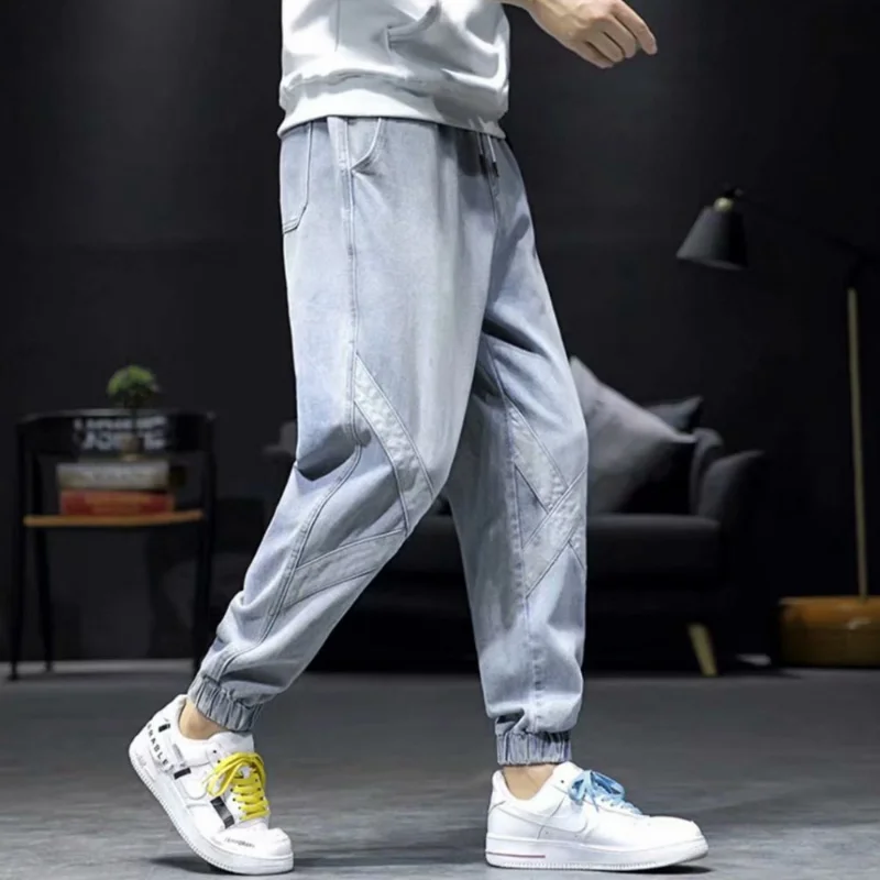 DEEPTOWN Patchwork Jeans Men Loose Fashion Harem Denim Pants Causal Jogger Trousers Male Streetwear Hip Hop Spring Plus 5XL