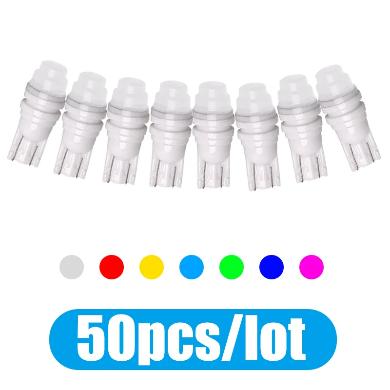 

50PCS Wholesale Ceramics T10 W5W LED Bulbs Wedge Parking Bulbs Car Dome Reading Lamps WY5W 168 501 2825 Auto Turn Side Light
