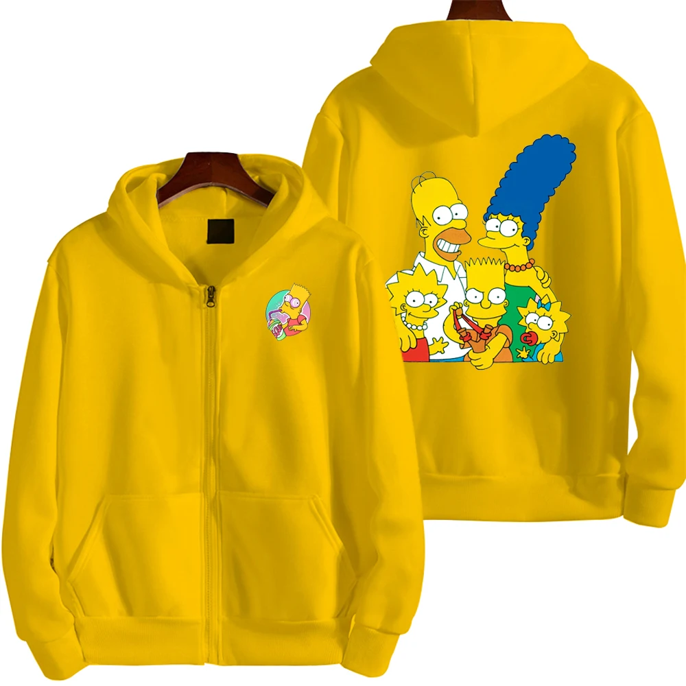 Simpson Cartoon Men Hoodie Spring Autumn Women Oversized Sweatshirt With Zipper New Anime Couple Coat