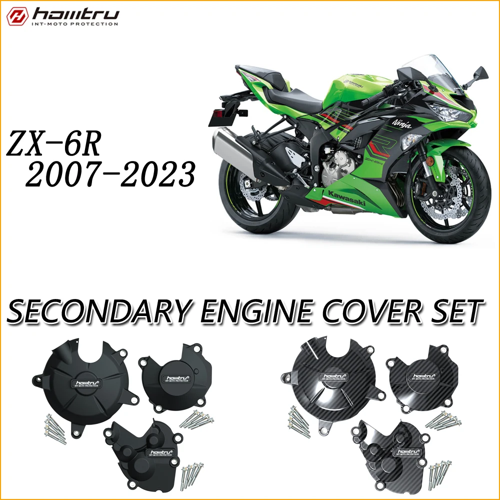 

ZX-6R Motorcycles Engine Cover For KAWASAKI ZX-6R 636 2007-2023 secondary enginecover set Protection