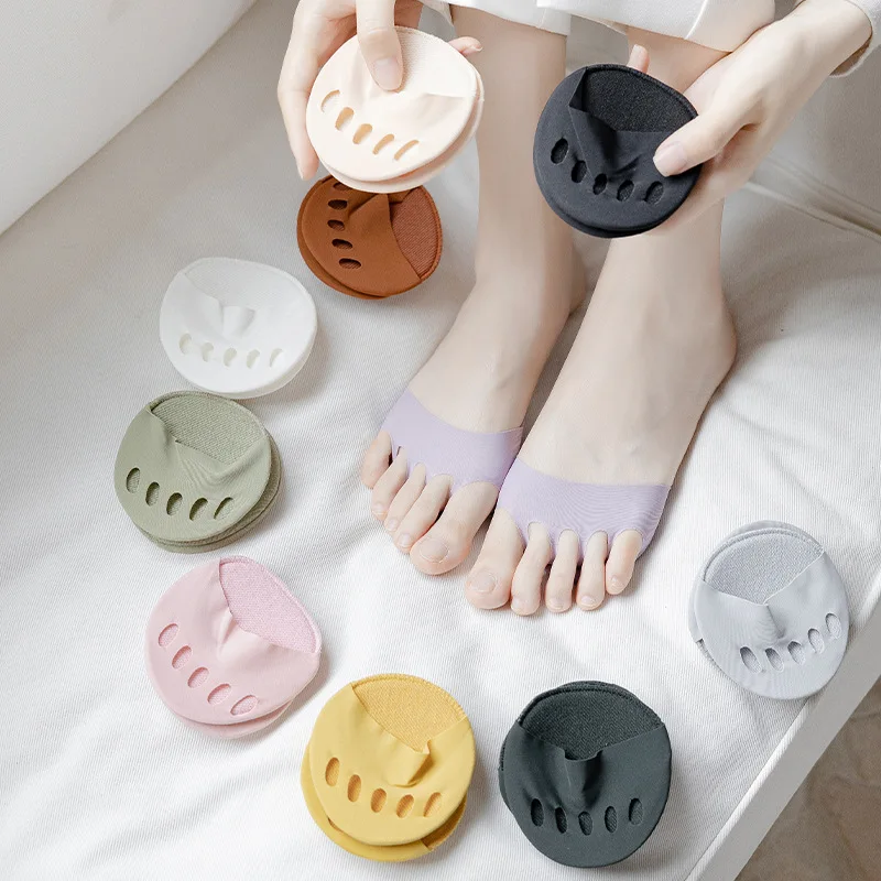 

Кавайные чулки, тапочки, высокие половинчатые носки с пальцами, женские низкие носки, летние женские носки на каблуке с невидимым носком