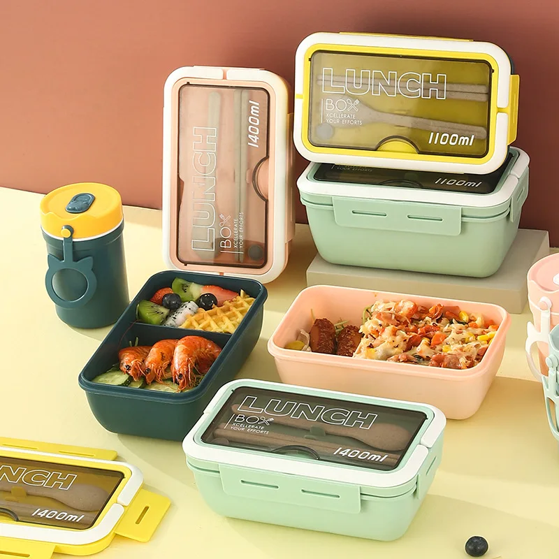 

Bento Box With Tableware Japanese Style Snack Box Plastic Food Storage Container Microwavable Lunch Box For Kids Student
