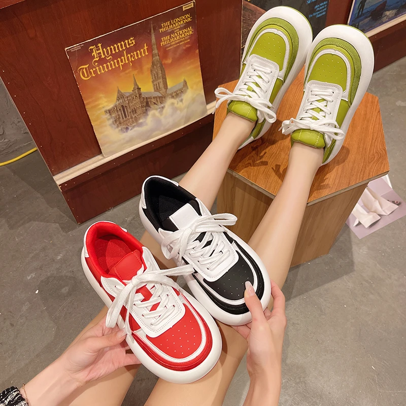 

Matching Platform Shoes Sports Elevator Shoes Korean Leather Big Head Doll Casual Shoes Women Sneakers Shoes2022