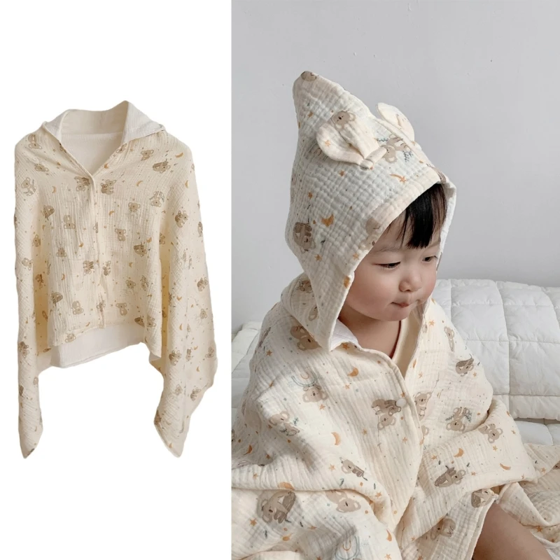 

Baby Hooded Bath Towel Ultra-Absorbent 4 Layers Soft- Cotton Bathrobe Blanket